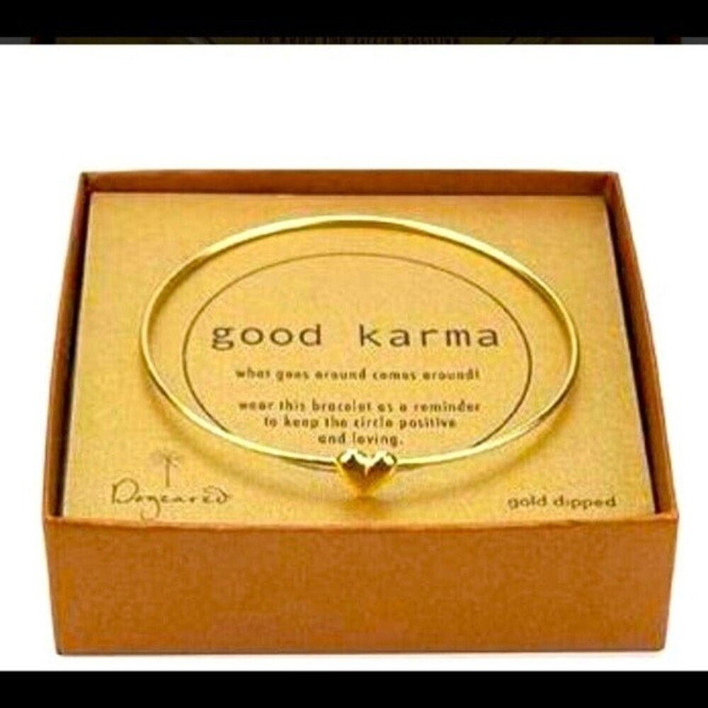 Good Karma what comes around gold plated heart bracelet